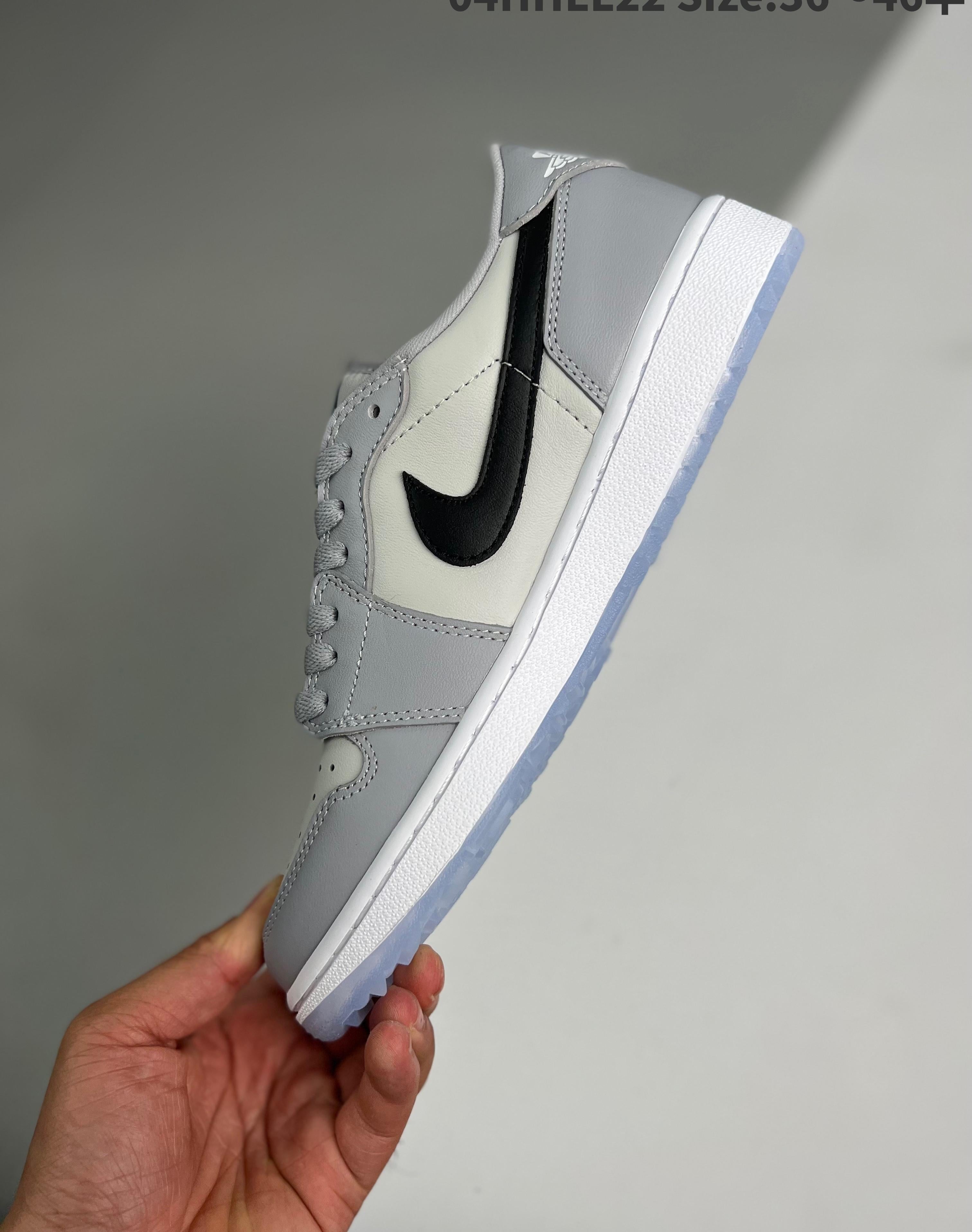 Real Leather Air Jordan 1 Low Golf Wolf Grey 36-46