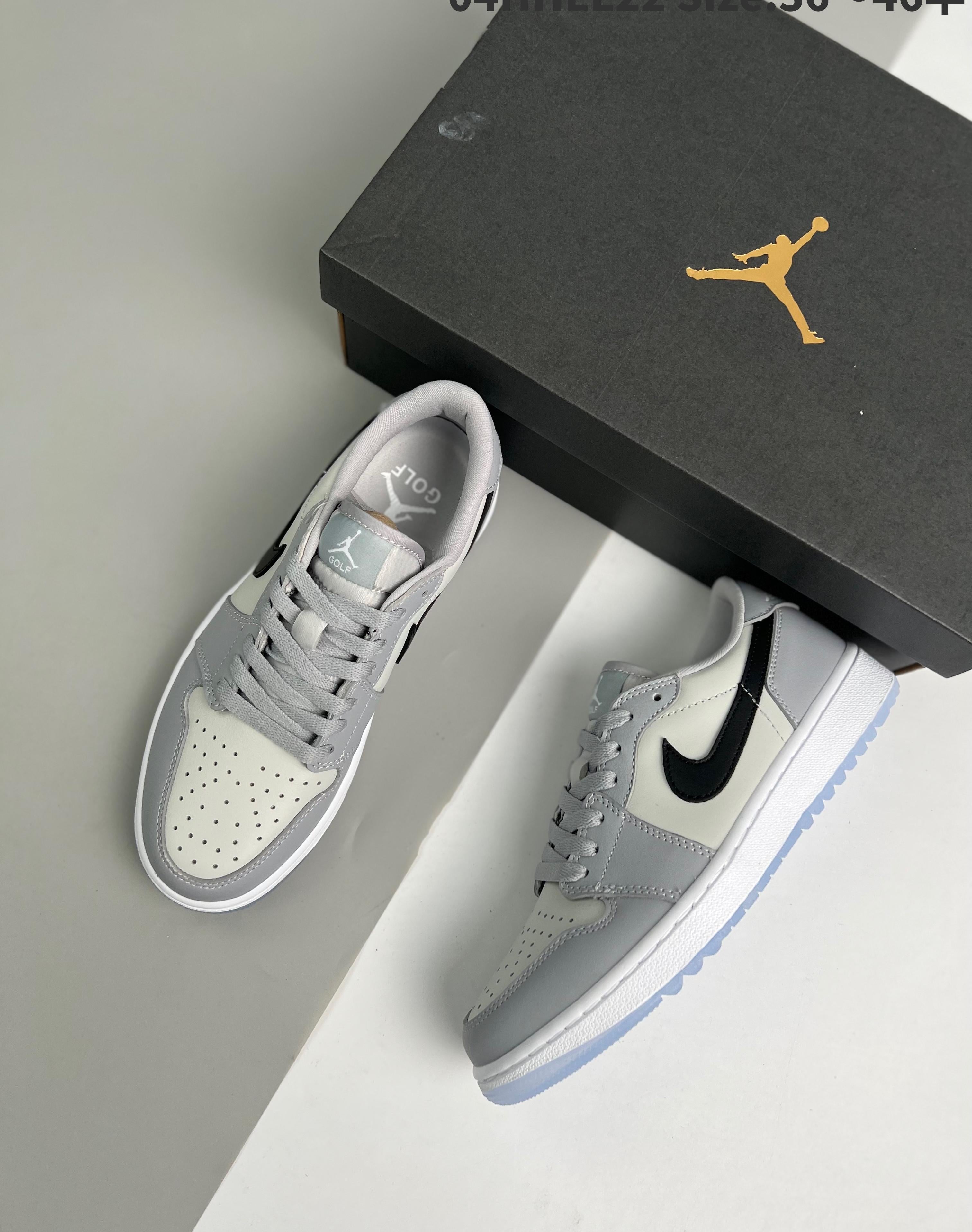 Real Leather Air Jordan 1 Low Golf Wolf Grey 36-46