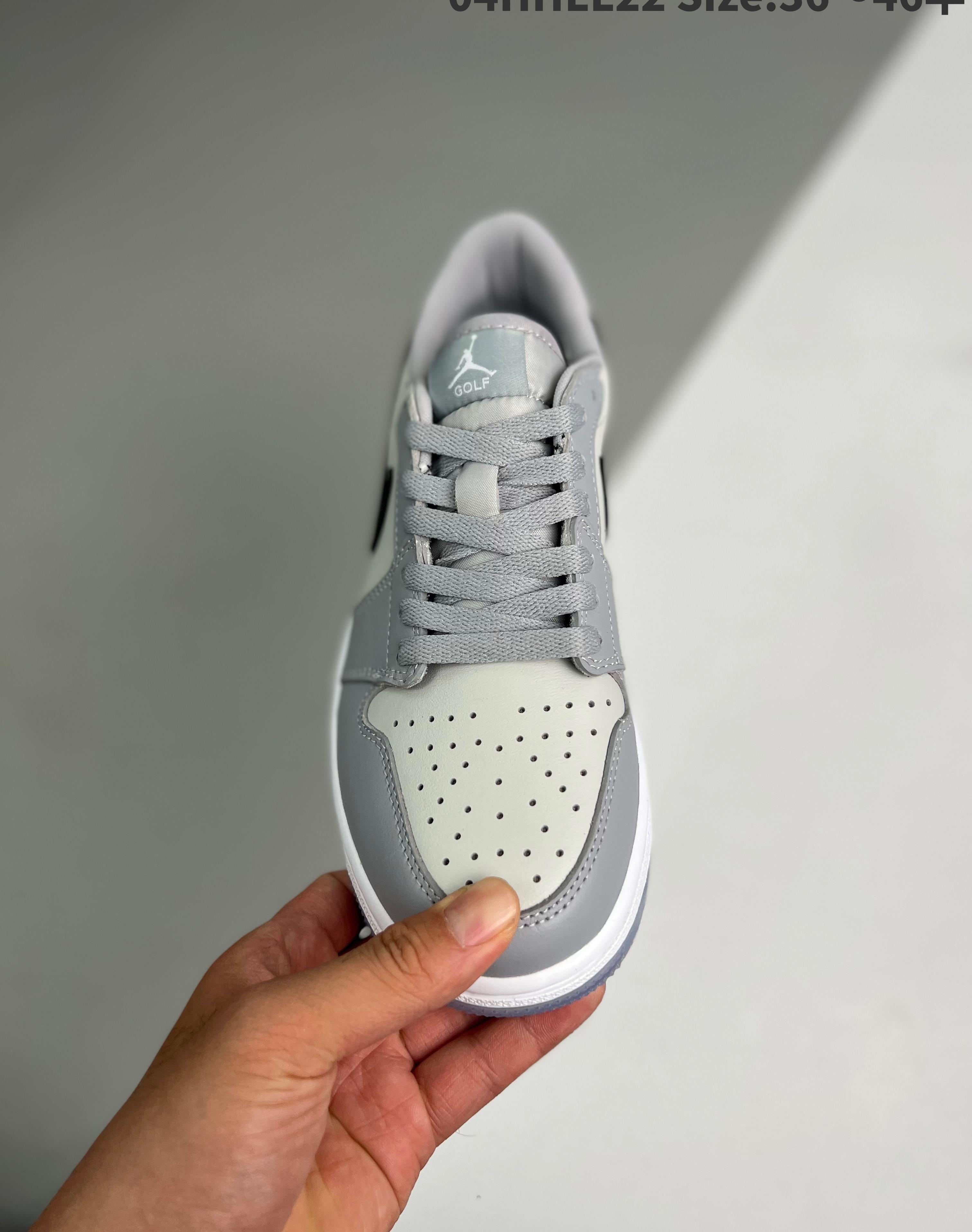 Real Leather Air Jordan 1 Low Golf Wolf Grey 36-46