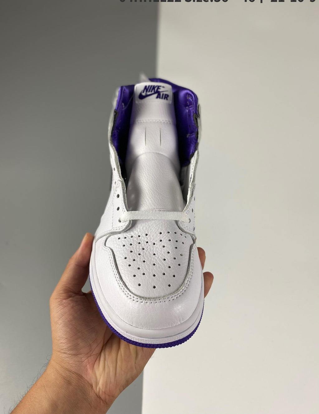 Real Leather Air Jordan 1 Retro High Court Purple 36-46