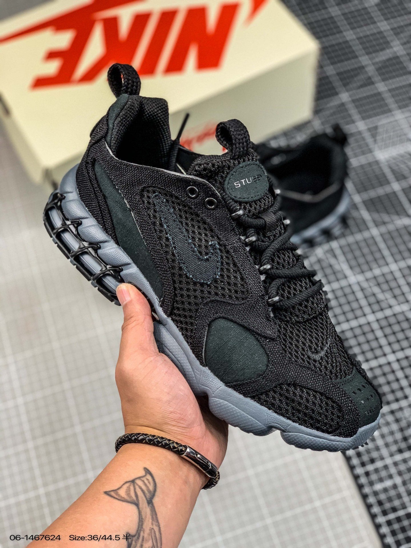 200 Stussy X Air Zoom Spiridon Caged 2blackgrey Cool2 36-45