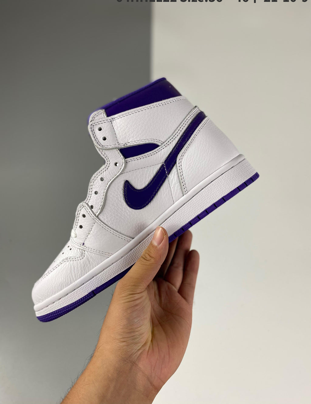 Real Leather Air Jordan 1 Retro High Court Purple 36-46