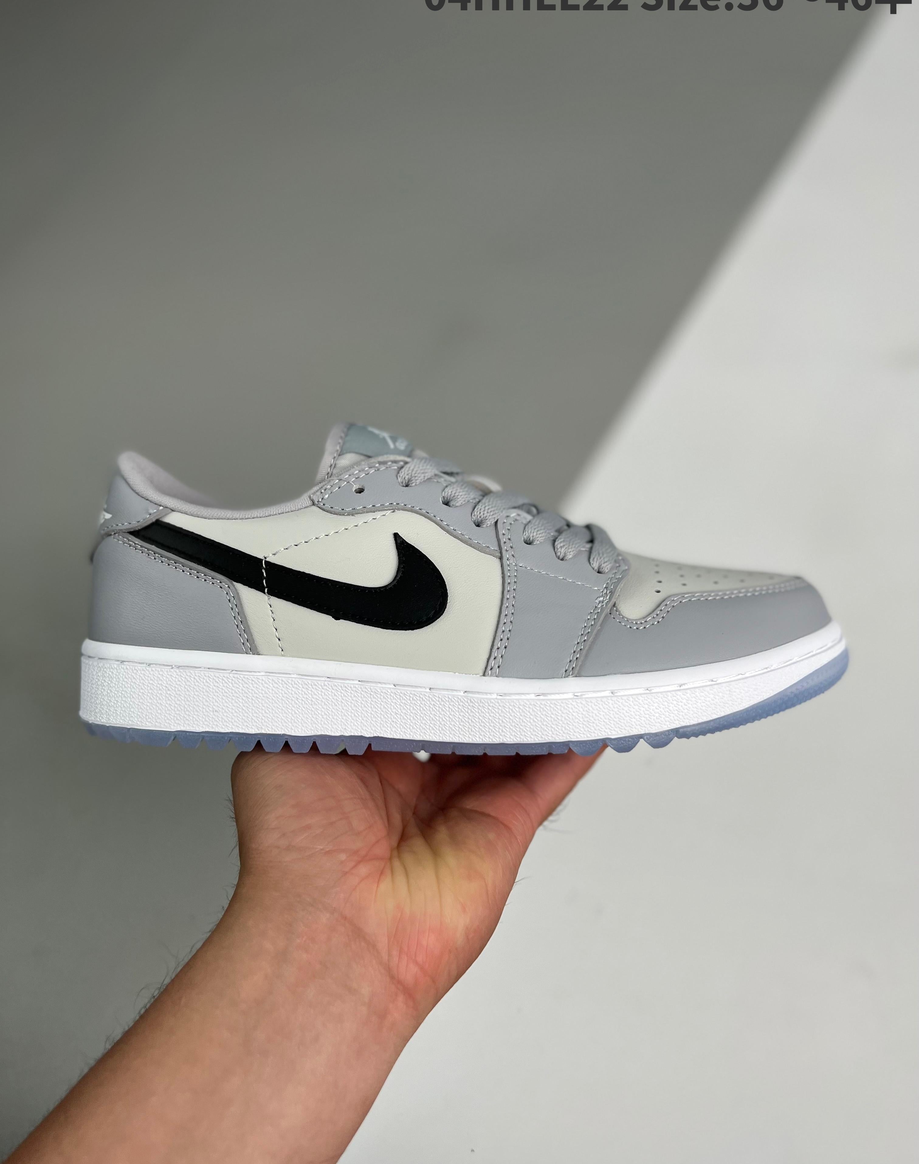 Real Leather Air Jordan 1 Low Golf Wolf Grey 36-46