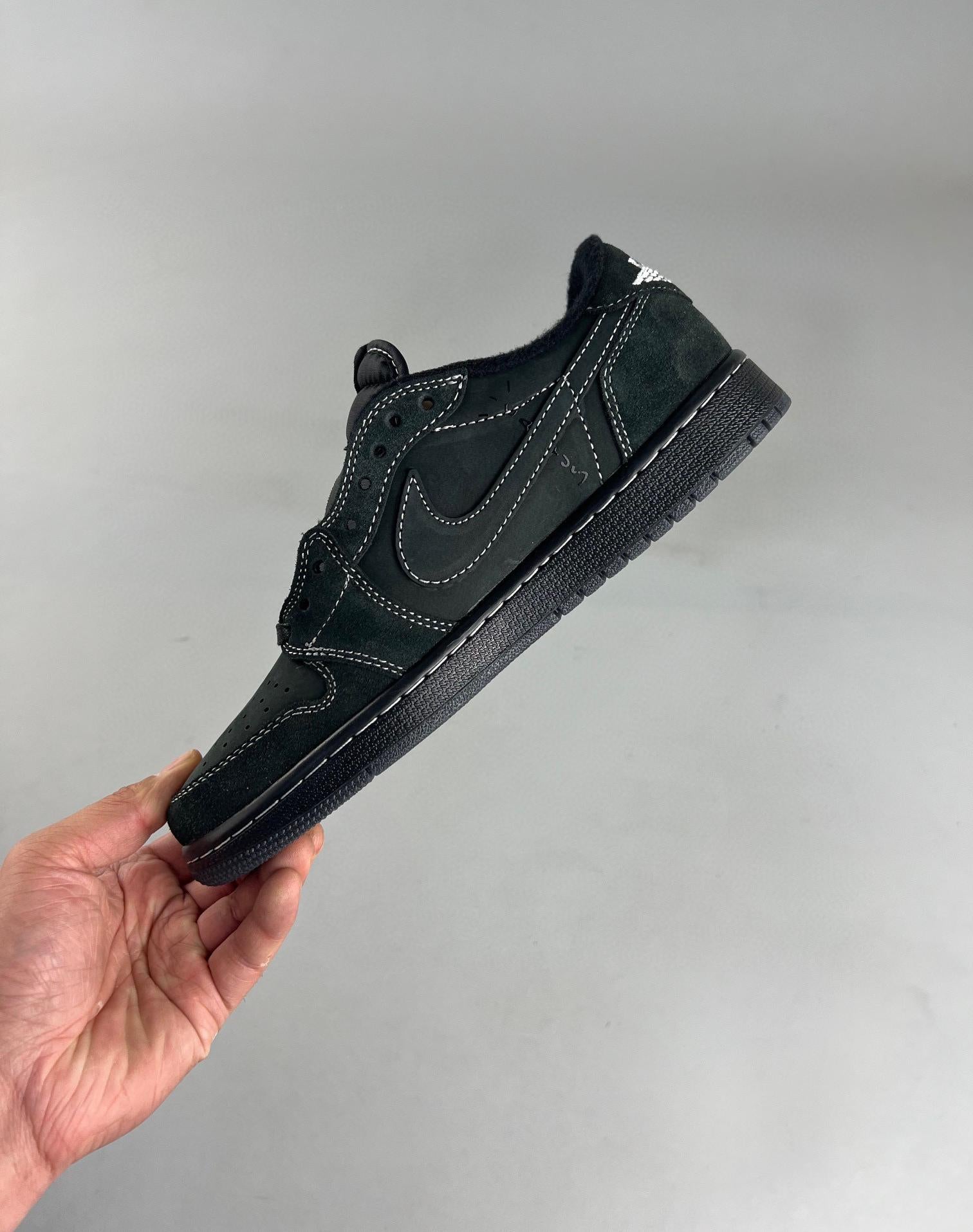 Real Leather Travis Scott X Air Jordan 1 Low Og Black Phantom 36-47