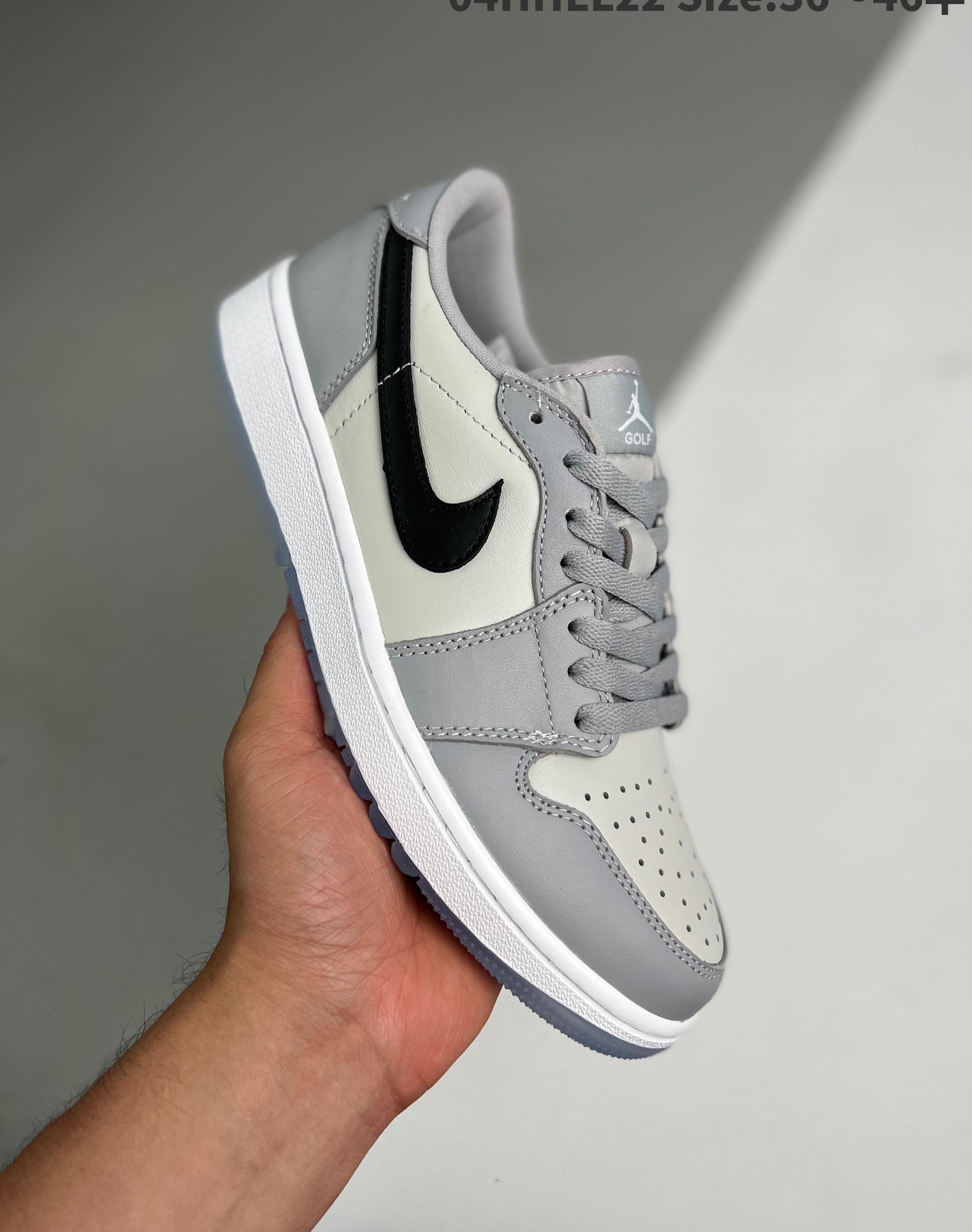 Real Leather Air Jordan 1 Low Golf Wolf Grey 36-46