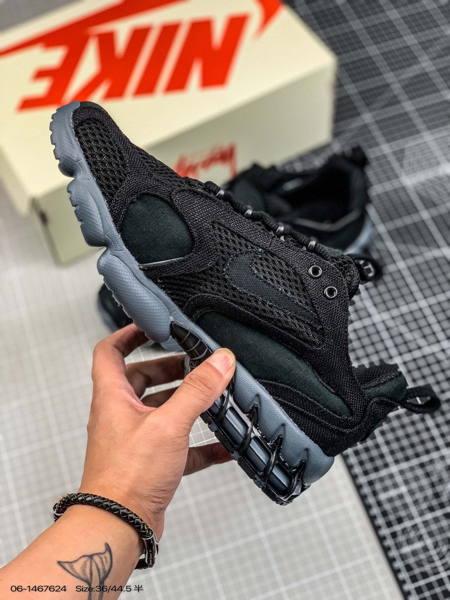 200 Stussy X Air Zoom Spiridon Caged 2blackgrey Cool2 36-45